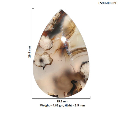 Natural Montana Agate 19.1x29.8x5.5 mm Pear Shape Polished Gemstone LS99-09989