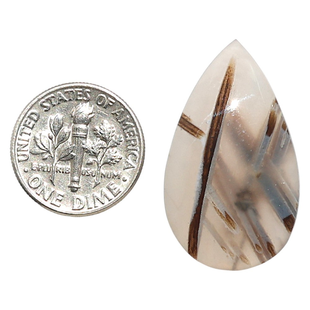 Natural Tube Agate 18x30.5x5 mm Pear Shape Polished Gemstone LS99-09990