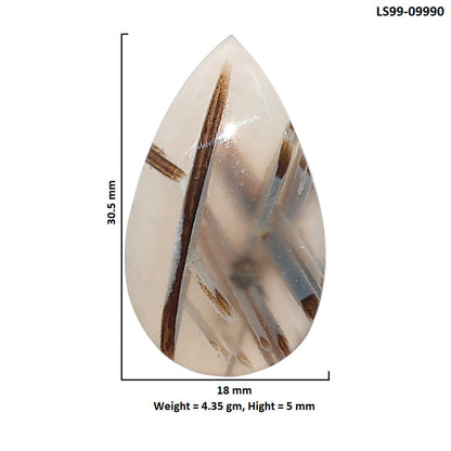 Natural Tube Agate 18x30.5x5 mm Pear Shape Polished Gemstone LS99-09990