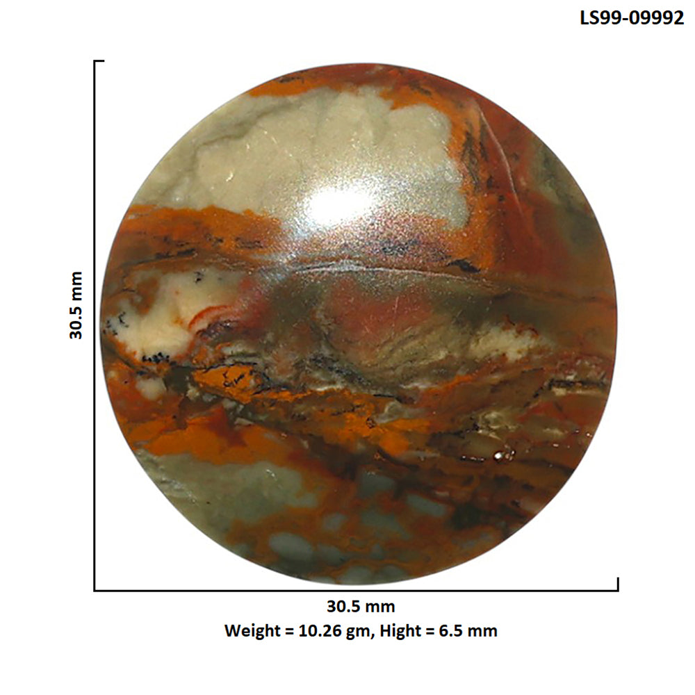 Natural Polygram Jasper 30.5x30.5x6.5 mm Round Shape Polished Gemstone LS99-09992