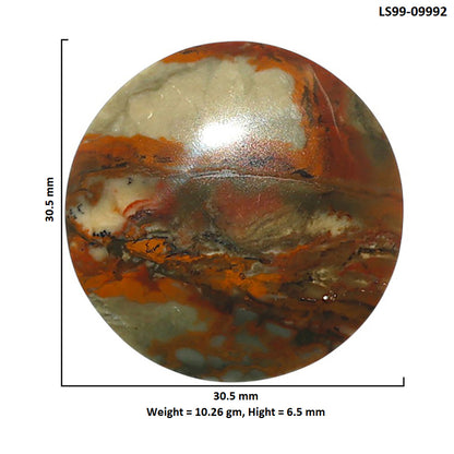 Natural Polygram Jasper 30.5x30.5x6.5 mm Round Shape Polished Gemstone LS99-09992