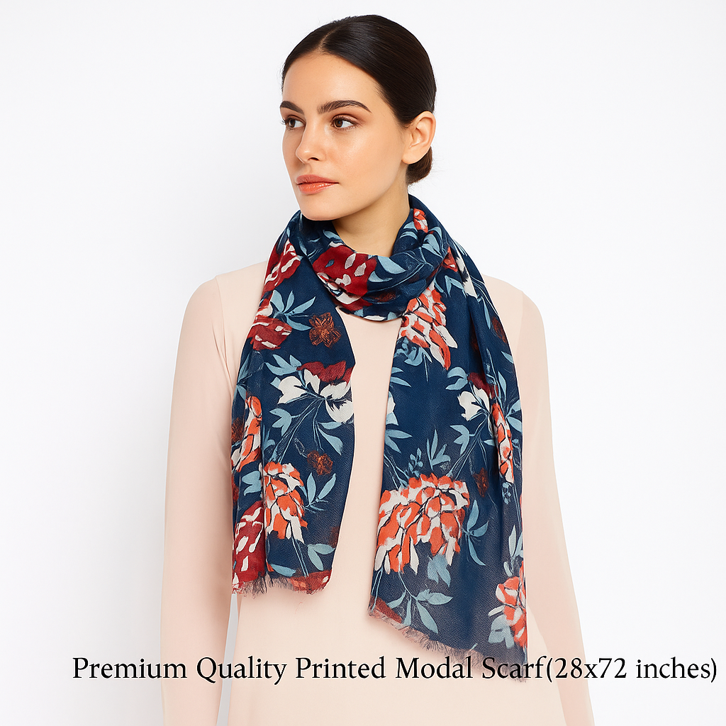 Premium Quality Floral Printed Modal Scarf Lightweight Wraps MMD415