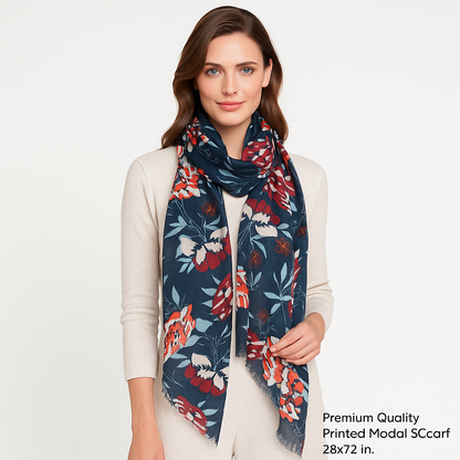 Premium Quality Floral Printed Modal Scarf Lightweight Wraps MMD415