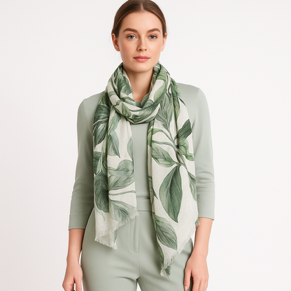 Premium Quality Leaf Printed Modal Scarf Screen Lightweight Wraps MMD418