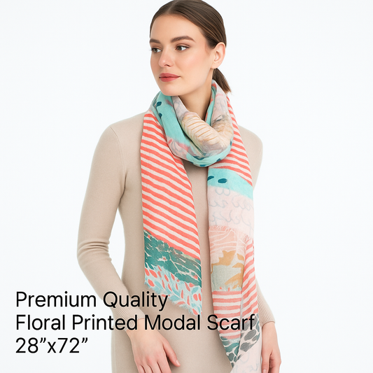Premium Soft Quality Modal Scarf Screen Print Lightweight Wraps MMD420