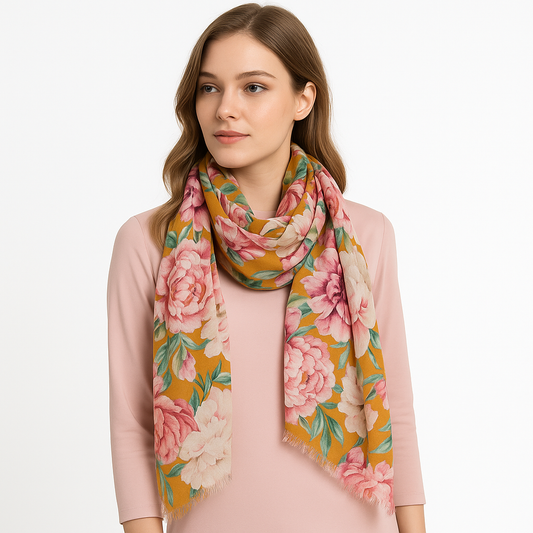 Premium Soft Quality Modal Scarf Floral Print Lightweight Wraps MMD422