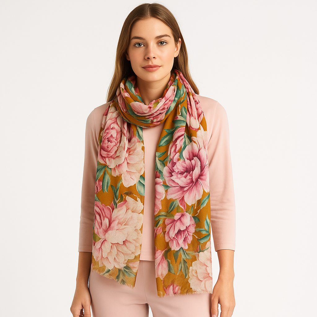 Premium Soft Quality Modal Scarf Floral Print Lightweight Wraps MMD422