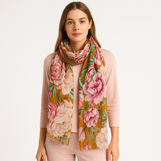 Premium Soft Quality Modal Scarf Floral Print Lightweight Wraps MMD422