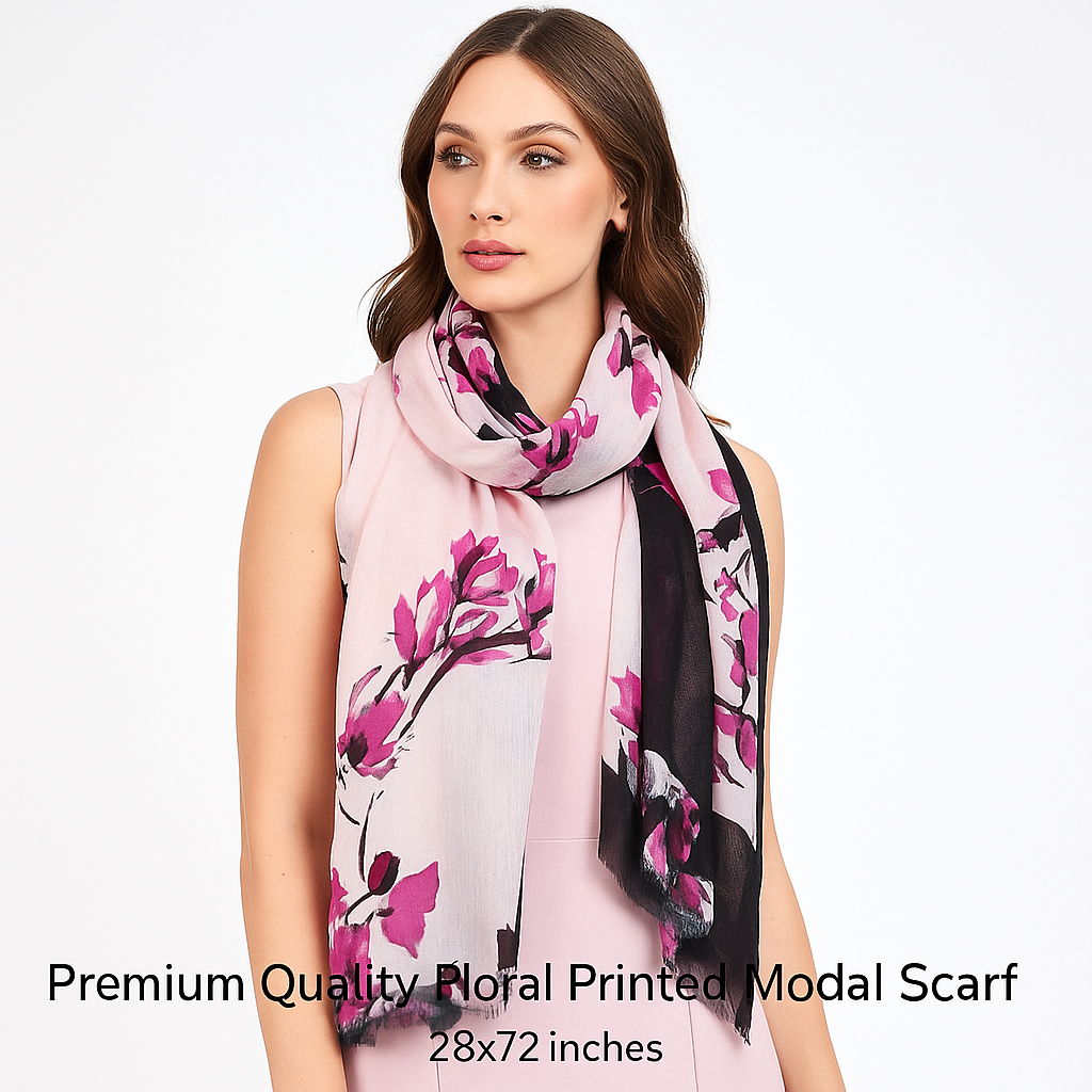Premium Soft Quality Modal Scarf Floral Print Lightweight Wraps MMD423