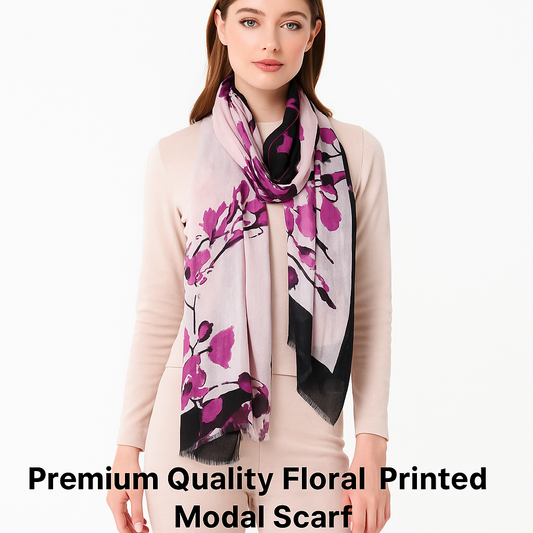 Premium Soft Quality Modal Scarf Floral Print Lightweight Wraps MMD423