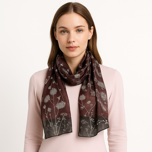 Premium Quality Printed Floral Scarf Cashmere Wool Lightweight MSL201