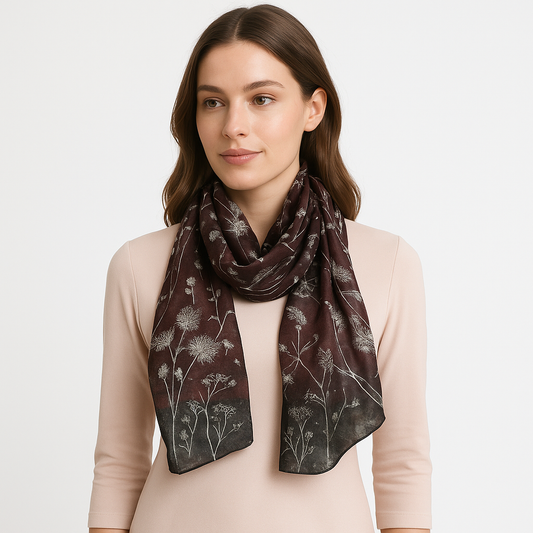 Premium Quality Printed Floral Scarf Cashmere Wool Lightweight MSL201