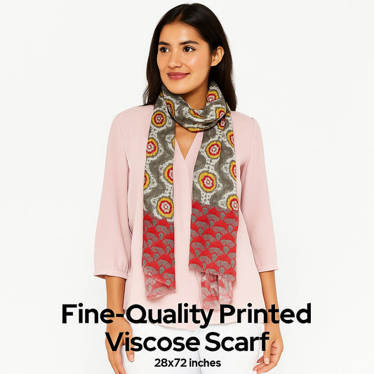 Womens Viscose Print Scarf Lightweight Wraps MV514