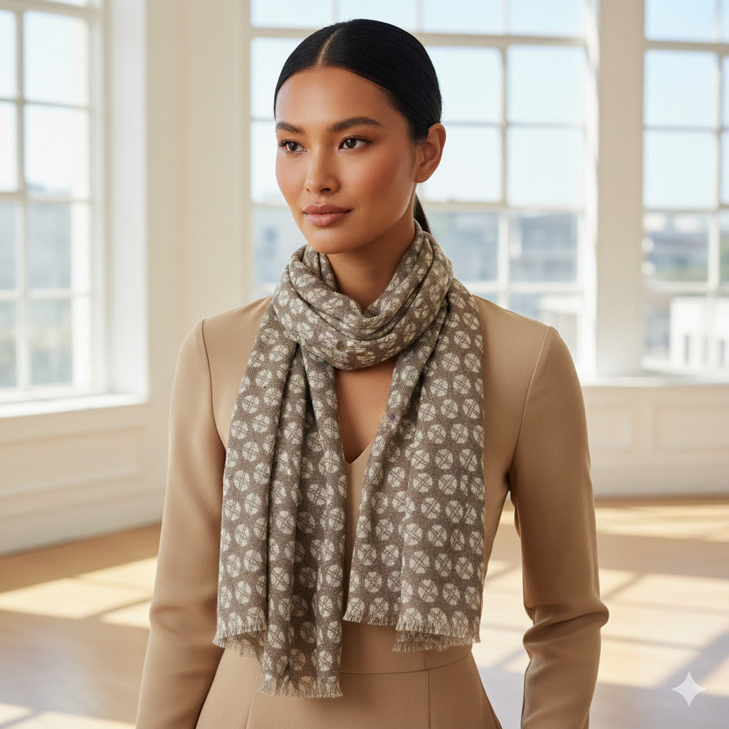 Premium & Soft Quality Printed Scarf Cashmere Wool Lightweight MWL303