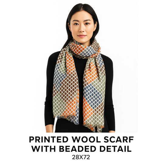 Premium & Soft Quality Printed Scarf Cashmere Wool Lightweight MWL306