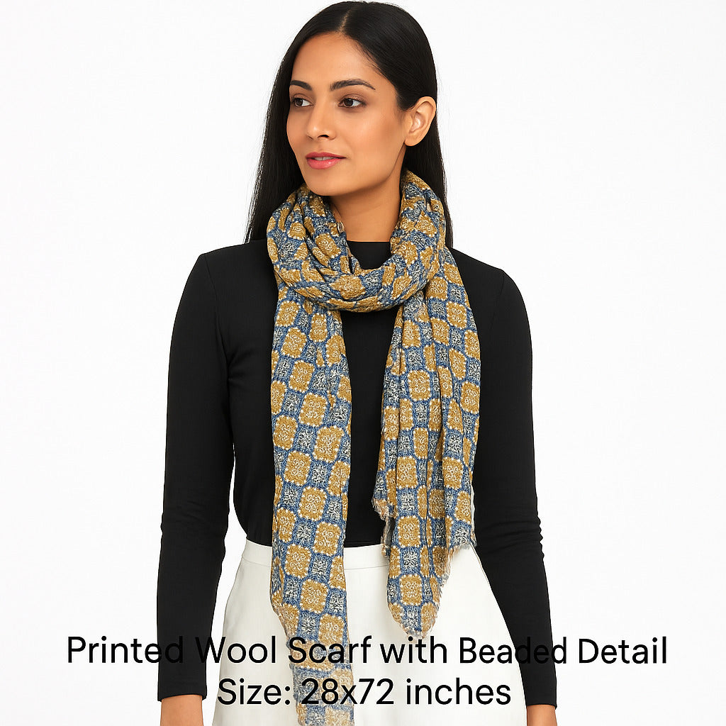 Premium & Soft Quality Printed Scarf Cashmere Wool Lightweight MWL307