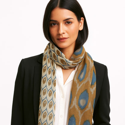 Premium & Soft Quality Printed Scarf Cashmere Wool Lightweight MWL309