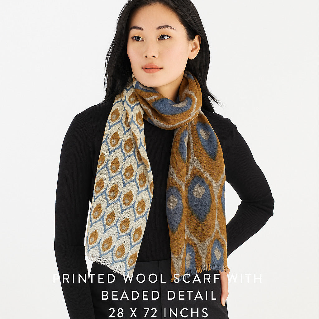 Premium & Soft Quality Printed Scarf Cashmere Wool Lightweight MWL309