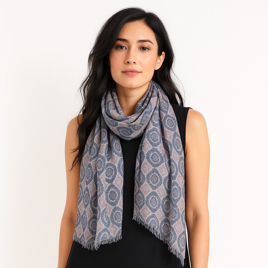 Premium & Soft Quality Printed Scarf Cashmere Wool Lightweight MWL310