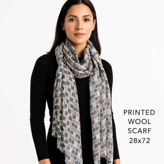 Premium & Soft Quality Printed Scarf Cashmere Wool Lightweight MWL312
