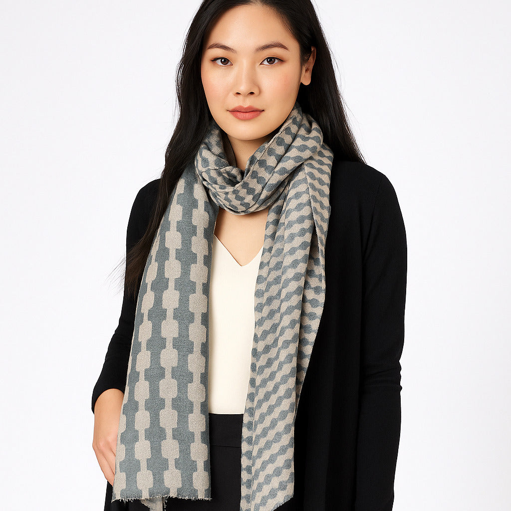 Premium & Soft Quality Printed Scarf Cashmere Wool Lightweight MWL313