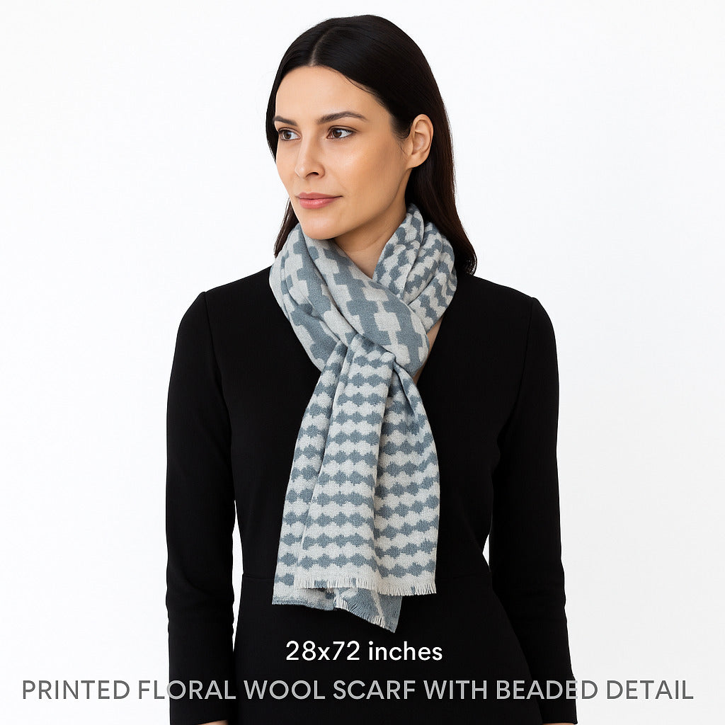 Premium & Soft Quality Printed Scarf Cashmere Wool Lightweight MWL313