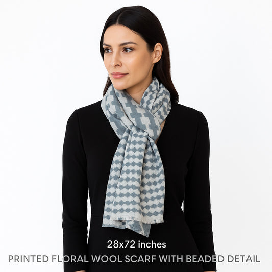 Premium & Soft Quality Printed Scarf Cashmere Wool Lightweight MWL313