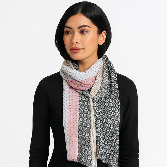 Premium & Soft Quality Printed Scarf Cashmere Wool Lightweight MWL314