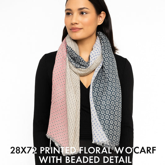 Premium & Soft Quality Printed Scarf Cashmere Wool Lightweight MWL314
