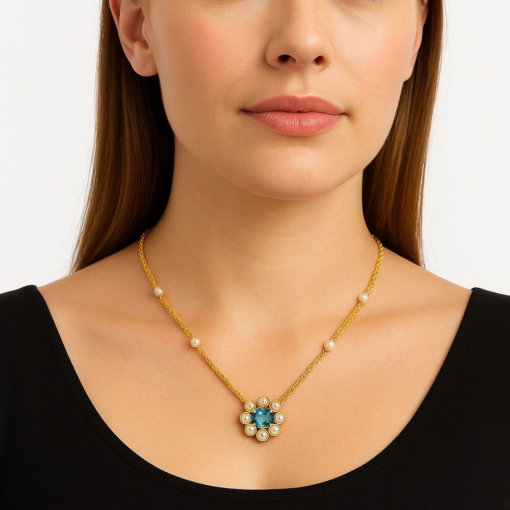 Kundan Polki Pendant Necklace 18K Gold Over Brass Jewelry for Women PGN1001