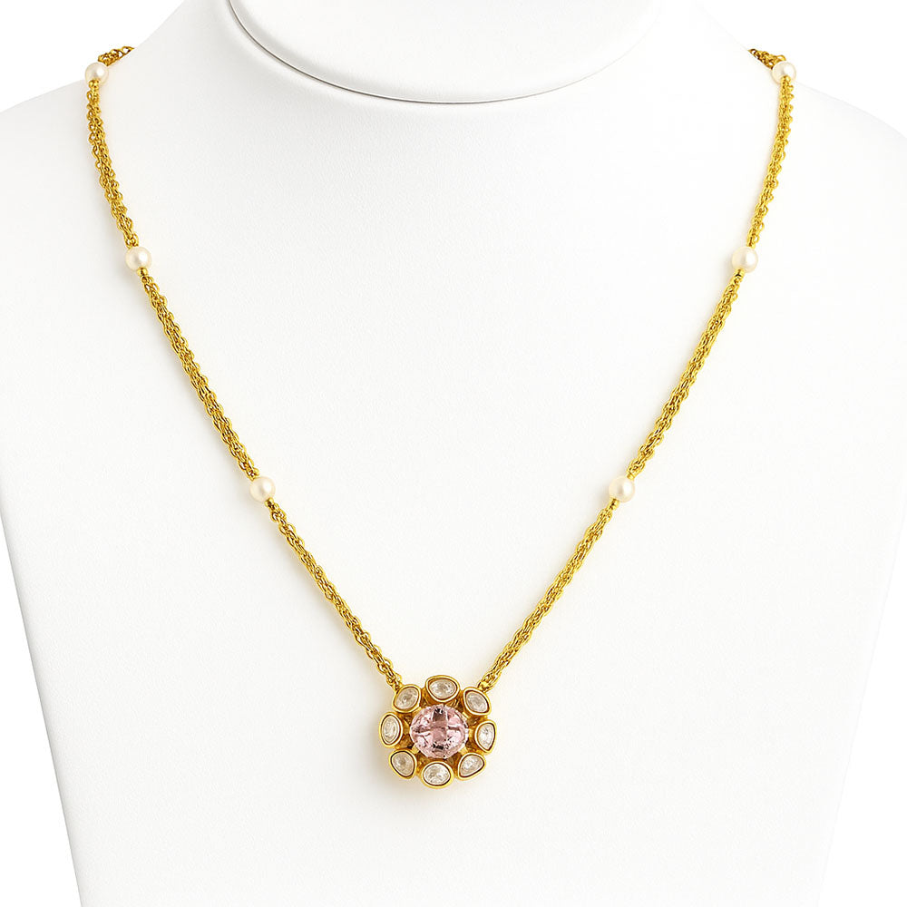 Kundan Polki Pendant Necklace 18K Gold Over Brass Jewelry for Women PGN1001