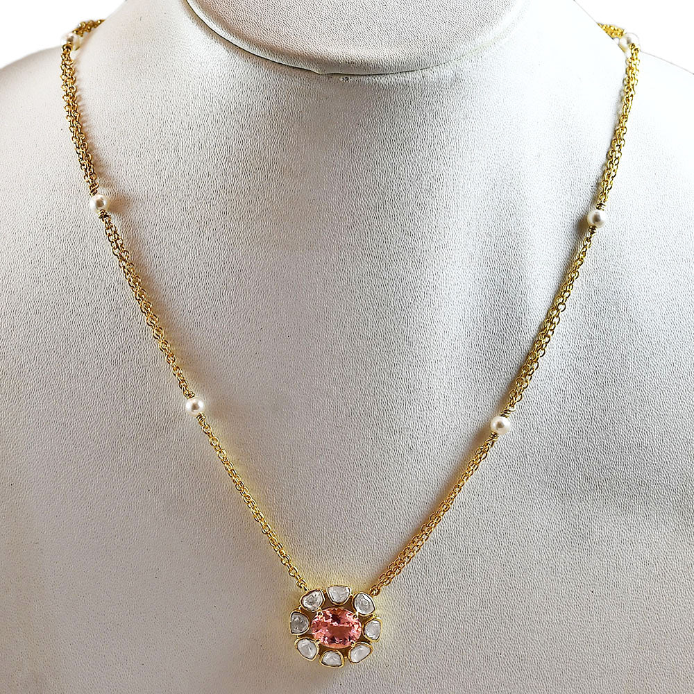 Kundan Polki Pendant Necklace 18K Gold Over Brass Jewelry for Women PGN1001