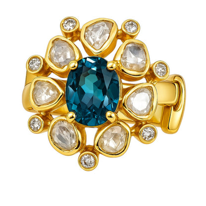 Traditional Kundan Polki Gemstone Ring Size 5-11 18K Gold Plated Jewelry PGR1001