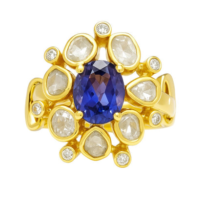 Traditional Kundan Polki Gemstone Ring Size 5-11 18K Gold Plated Jewelry PGR1001