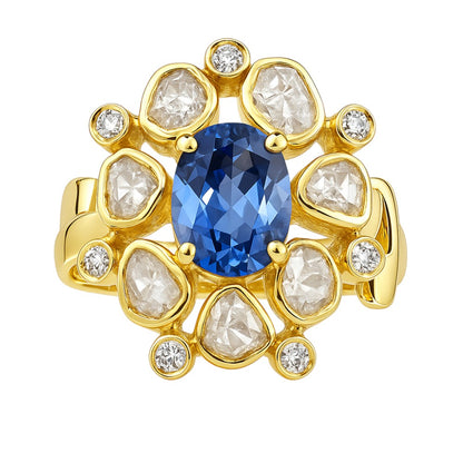 Traditional Kundan Polki Gemstone Ring Size 5-11 18K Gold Plated Jewelry PGR1001