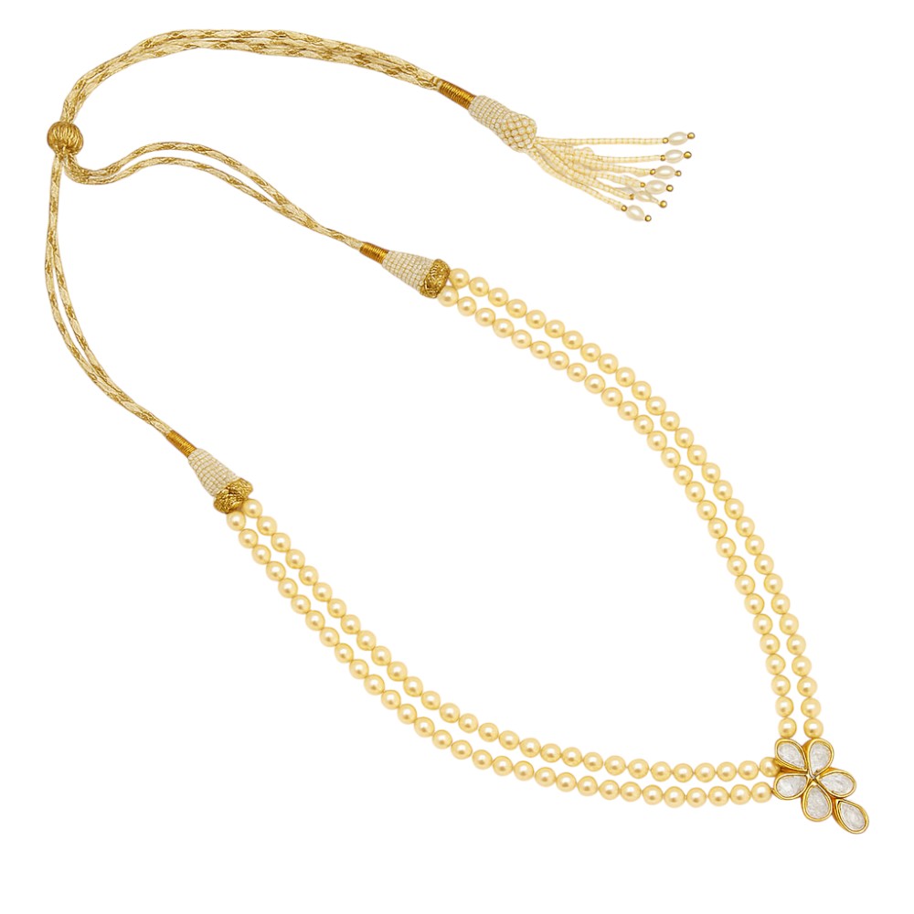 Bridal Kundan Polki Pearl Necklace Earrings Set 18K Gold Plated Jewelry PGT1002