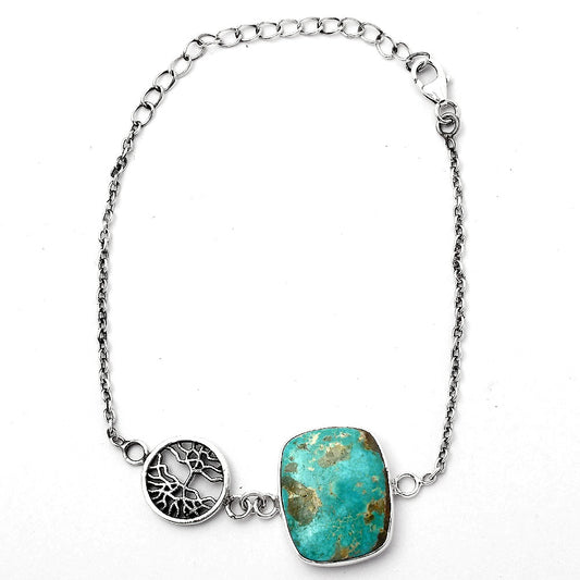 Tree Of Life - Natural Rare Turquoise Nevada Aztec Mt Bracelet B-1032 SDB1811