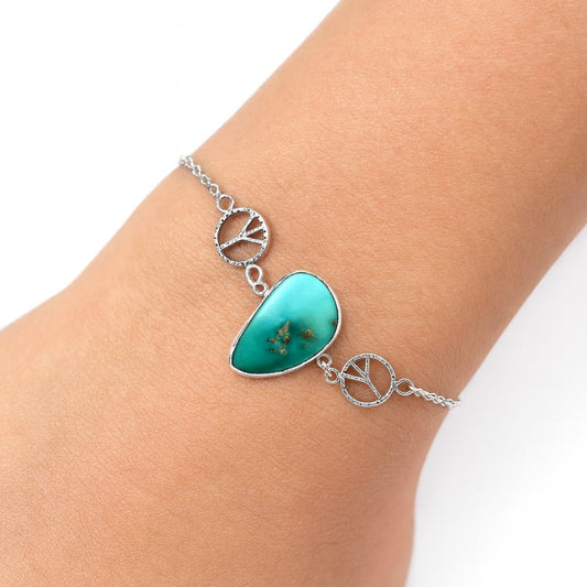 Tree Of Life - Natural Rare Turquoise Nevada Aztec Mt Bracelet B-1005 SDB1951