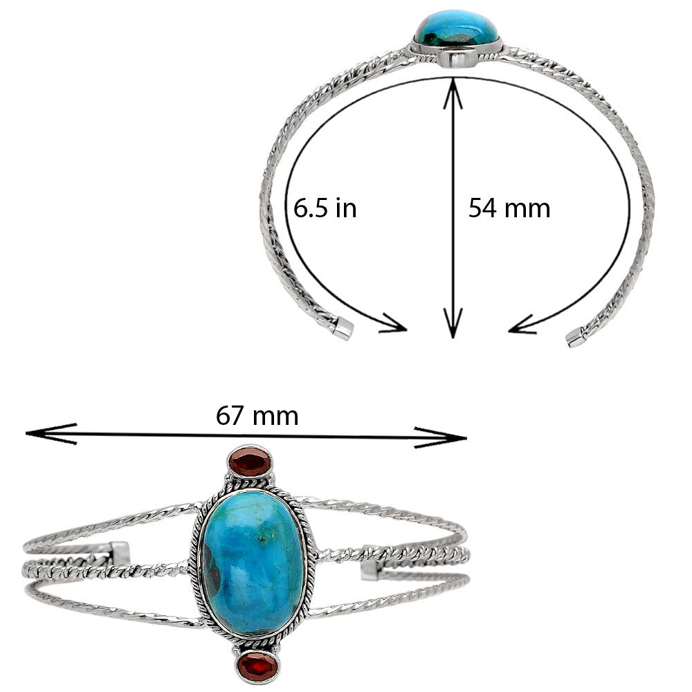 Azurite Chrysocolla and Garnet Cuff Bangle Bracelet B-1009 SDB2124