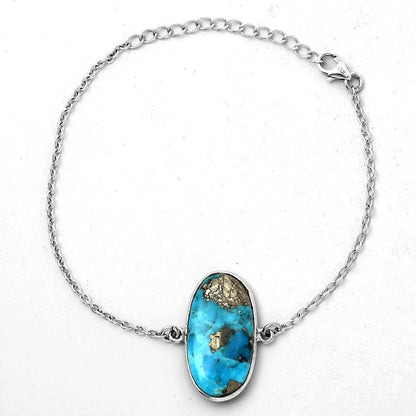 Kingman Turquoise With Pyrite Bracelet B-1023 SDB2486