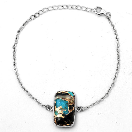 Natural Shell In Black Blue Turquoise Bracelet B-1023 SDB2583