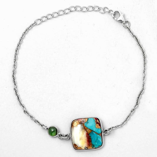 Multi Copper Turquoise and Natural Multi Tourmaline Bracelet B-1028 SDB2606