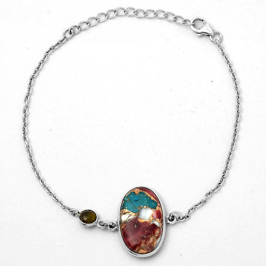 Multi Copper Turquoise and Natural Multi Tourmaline Bracelet B-1028 SDB2677