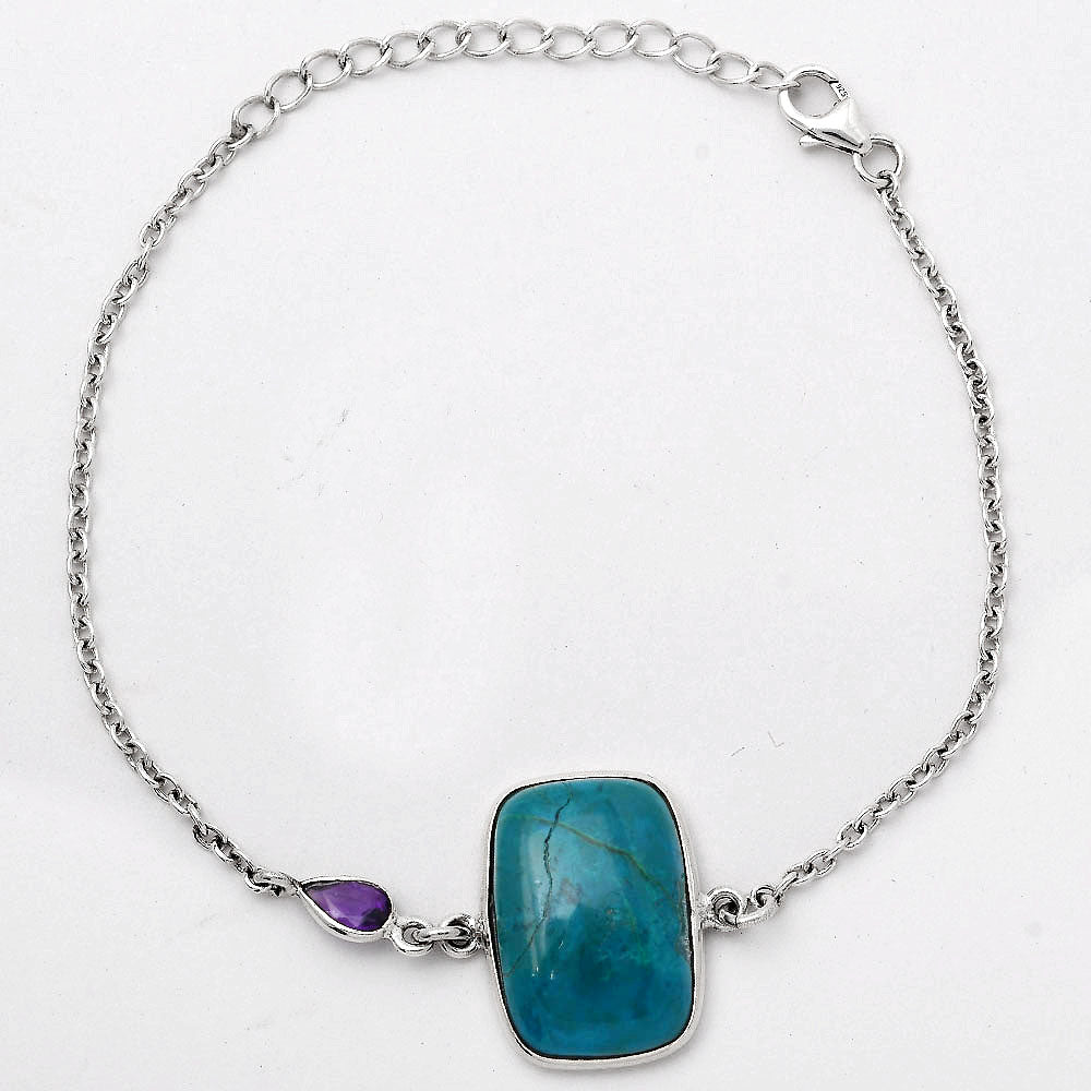 Azurite Chrysocolla and Amethyst Bracelet B-1028 SDB2718
