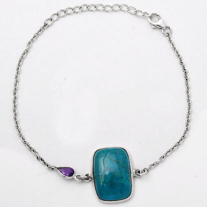 Azurite Chrysocolla and Amethyst Bracelet B-1028 SDB2718