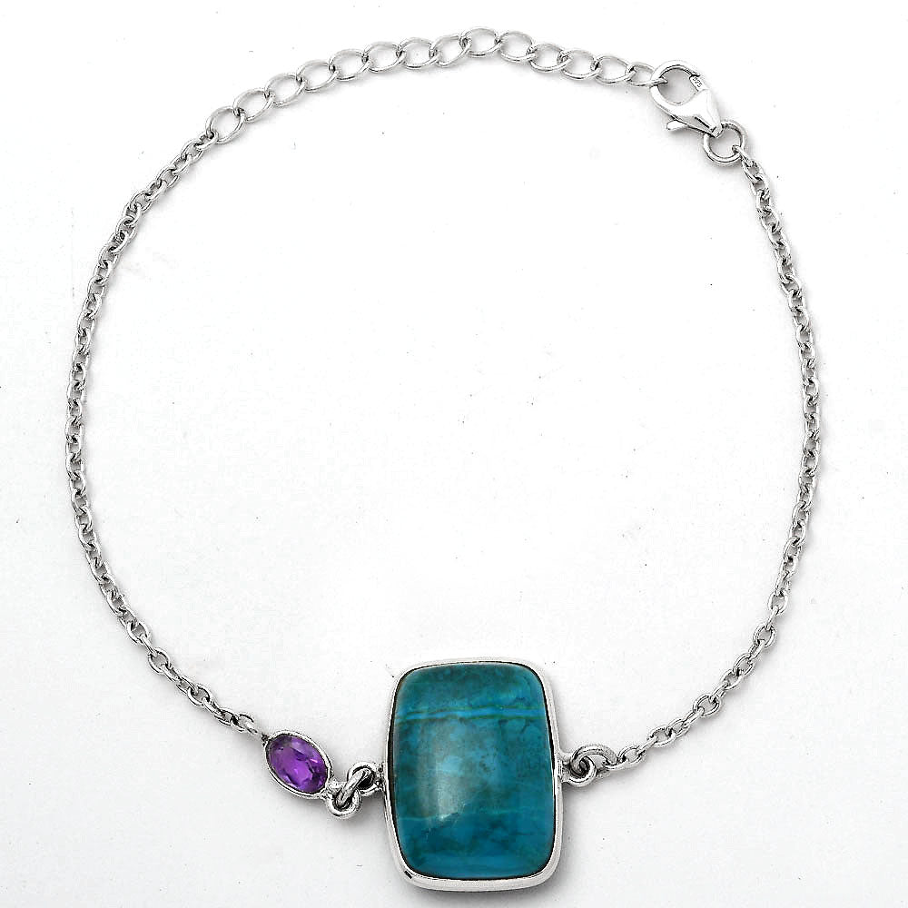 Azurite Chrysocolla and Amethyst Bracelet B-1028 SDB2719
