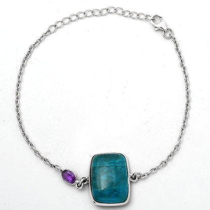 Azurite Chrysocolla and Amethyst Bracelet B-1028 SDB2719