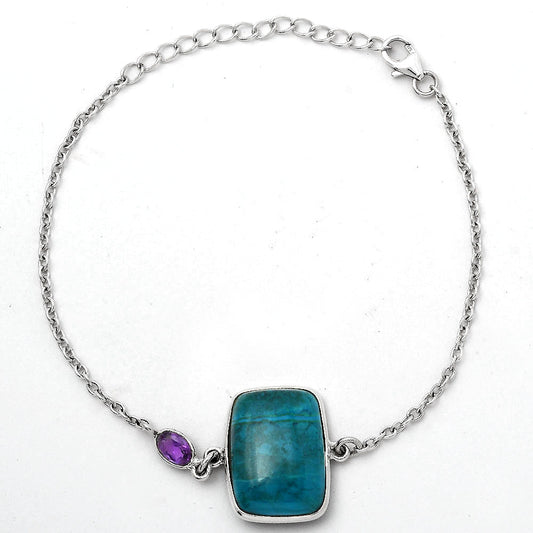 Azurite Chrysocolla and Amethyst Bracelet B-1028 SDB2719