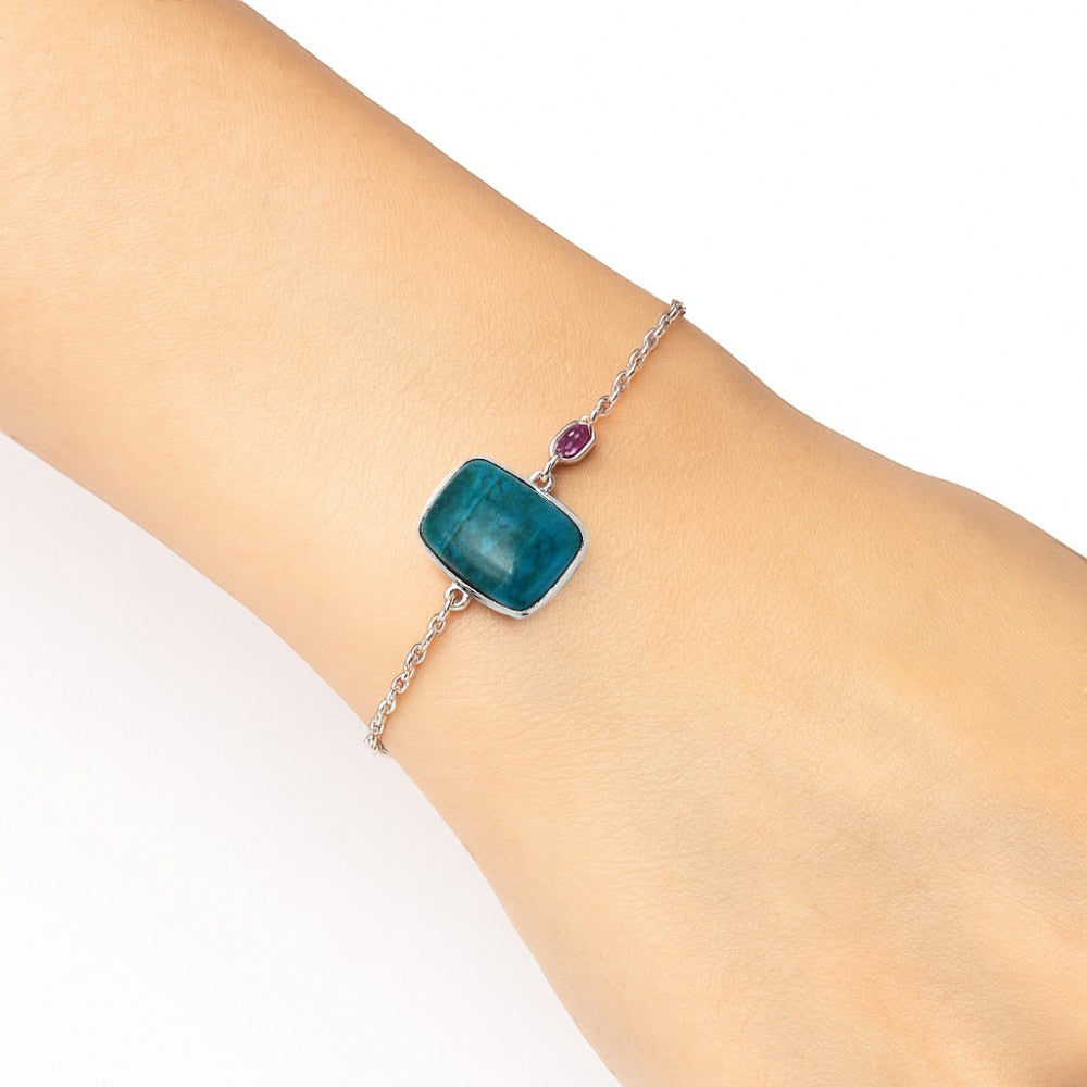 Azurite Chrysocolla and Amethyst Bracelet B-1028 SDB2719