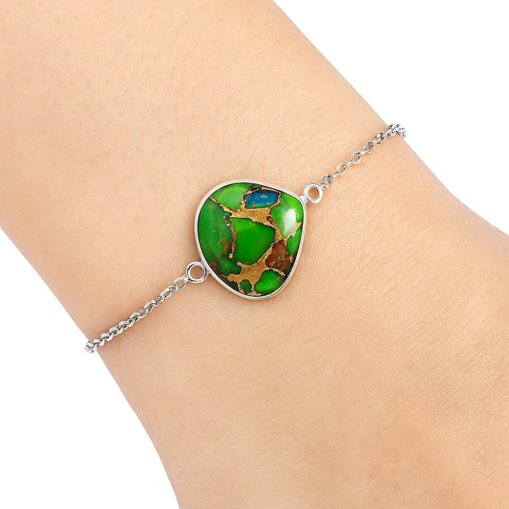 Blue Turquoise In Green Mohave - USA Bracelet B-1023 SDB2737